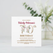 Rose Floral F 70e Anniversaire Fête Invitation (Debout devant)