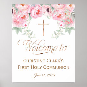 Rose, Floral, Fille, Affiche de bienvenue Communio