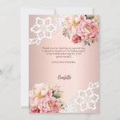 Rose floral First Communion photo carte de remerci (Dos)
