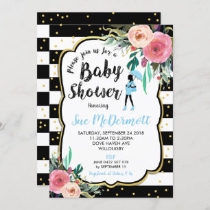 Rose Floral Flowers Baby shower Invitation Garçon