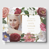 Rose Floral Funeral Memorial Photo Livre d'invité (Recto)