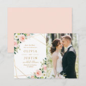 rose floral géométrique enregistrer la carte de da (Devant / Derrière)