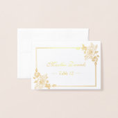 Rose Floral Gold Foil Table Place Carte d'escorte (Devant avec enveloppe)