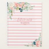 Rose Floral Gold Pink Stripe Script Futur Mme. (Devant)