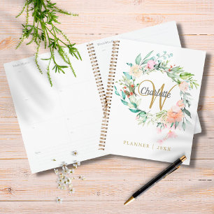 Rose Floral Gold Script Monogram 2023 Planner