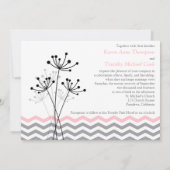 Rose, floral gris, invitation de mariage de (Dos)