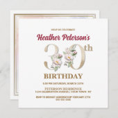Rose Floral H 30th Birthday Party Invitation (Devant / Derrière)