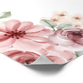 Rose Floral Heart Script Mariage Affiche de bienve (Coin)