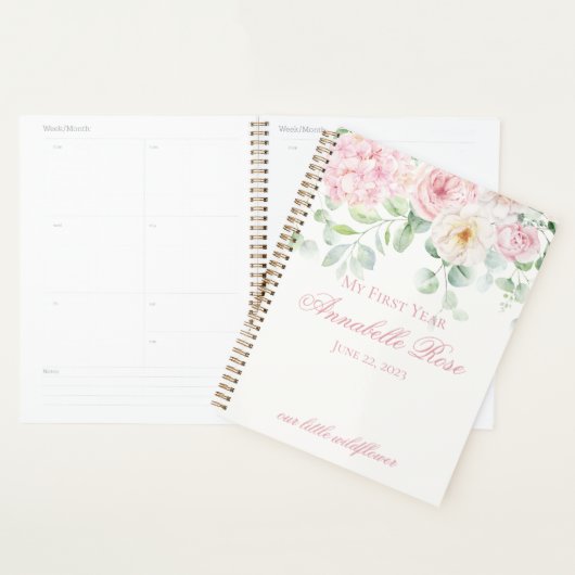 Rose Floral Hydrangea Botanique Ma première année (Devant avec enveloppe)