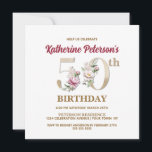Rose Floral K 50th Birthday Party Invitation<br><div class="desc">Organisez la célébration parfaite du 50ème anniversaire avec cet élégant monogramme rose floral K design présenté à l'envers pour les noms des filles d'anniversaire en commençant par la lettre K. Des chiffres floraux élégants sont utilisés dans l'invitation à accentuer l'âge de fête.</div>