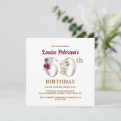 Rose Floral L 60e Anniversaire Fête Invitation (Debout devant)