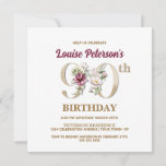 Rose Floral L 90th Birthday Party Invitation<br><div class="desc">Organisez la parfaite célébration du 90ème anniversaire avec cet élégant monogramme floral rose L design présenté à l’envers pour les noms des filles d’anniversaire en commençant par la lettre L. Des chiffres flornaux élégants sont utilisés dans l’invitation à accentuer l’âge de fête.</div>