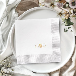 Rose floral monogram minimalist wedding folie servetten