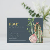 ROSE FLORAL NAVY CACTUS FEUILLAGE AQUARELLE RSVP (Debout devant)