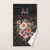 Rose floral noir (Serviette à main)