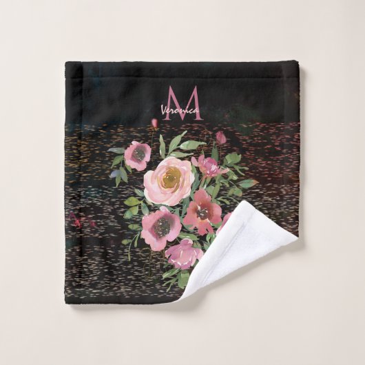 Rose floral noir (Gant de toilette)