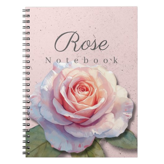 Rose Floral Notebook Name | Pink Journal (Devant)