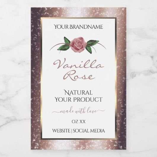 Rose Floral Parties scintillant or doux Étiquettes (Étiquettes simples)