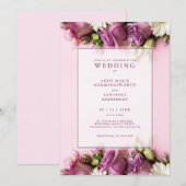 Rose floral rose Élégant mariage Invitation (Devant / Derrière)