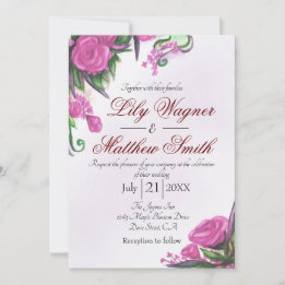 Rose Floral Rose Faire-part de mariage