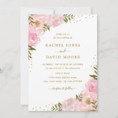 Rose floral rose or Aquarelle mariage Invitation (Devant)