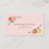 Rose Floral rose & Pommes Carte de visite enseigna (Devant)