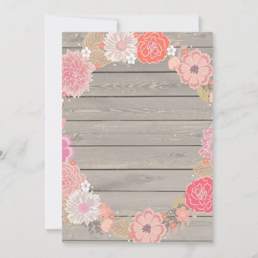 Rose Floral Rustique Bois bébé douche Invitations (Dos)
