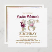 Rose Floral S 18e Anniversaire Fête Invitation (Devant / Derrière)