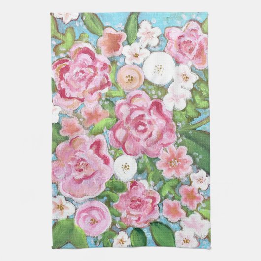 Rose Floral Spring Blooms Serviette de cuisine (Vertical)