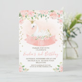 Rose Floral Swan Princess Invitation Anniversaire (Debout devant)