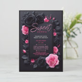 Rose Floral Sweet 16 Anniversaire Fête Invitation (Debout devant)