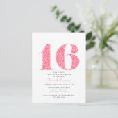 Rose Floral Sweet 16 Anniversaire Invitation (Debout devant)