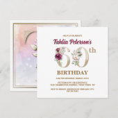 Rose Floral T 60e Anniversaire Fête Invitation (Devant / Derrière)
