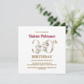 Rose Floral V 30th Birthday Party Invitation (Debout devant)