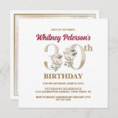 Rose Floral W 30th Birthday Party Invitation (Devant / Derrière)