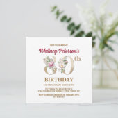 Rose Floral W 80th Birthday Party Invitation (Debout devant)