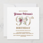 Rose Floral Y 90th Birthday Party Invitation<br><div class="desc">Organisez la parfaite célébration du 90ème anniversaire avec cet élégant monogramme floral rose Y,  présenté à l’envers pour les noms des filles d’anniversaire,  en commençant par la lettre Y. Des chiffres floraux élégants sont utilisés dans l’invitation à accentuer l’âge de fête.</div>