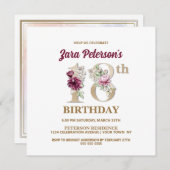 Rose Floral Z 18e Anniversaire Fête Invitation (Devant / Derrière)
