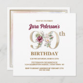 Rose Floral Z 90th Birthday Party Invitation (Devant / Derrière)