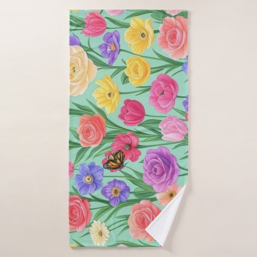 Rose florale colorée/printemps (Serviette de bain)