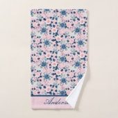 Rose florale rose bleu élégant cadeau monogramme (Serviette à main)