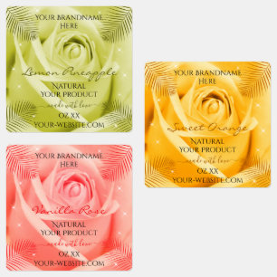Rose Flower Jaune Orange et rose Étiquettes de pro