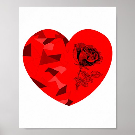 Rose Flower Valentine Red Heart  Poster (Voorkant)