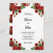 Rose Flower Wedding Invitation Template, Printable (Devant / Derrière)