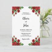 Rose Flower Wedding Invitation Template, Printable Kaart (Staand voorkant)