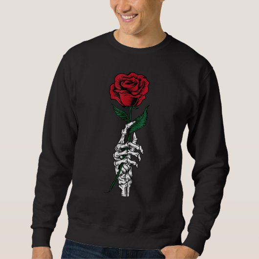 Rose Flower White Skeleton Hand Holding A Red Rose Trui (Voorkant)