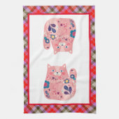 Rose Folk Art Kitty Serviette de cuisine (Vertical)
