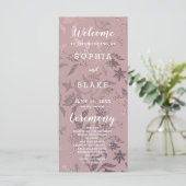 Rose foncé Gold et Floral Wedding Programme (Debout devant)