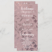 Rose foncé Gold et Floral Wedding Programme (Devant / Derrière)