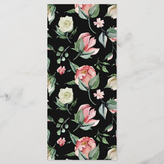 Rose foncé | Menu Mariage Flore de printemps (Dos)